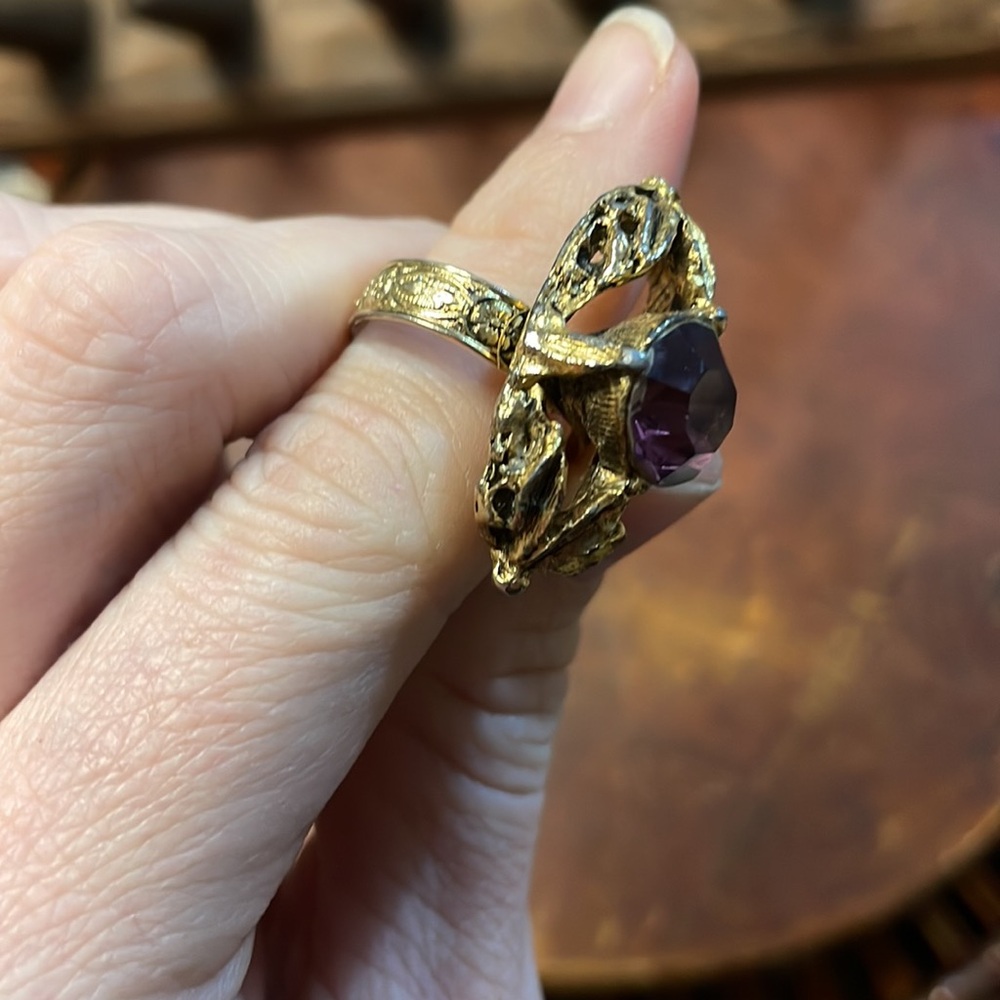 Vintage Amethyst Stone Adjustable Ring - Picture 4 of 5